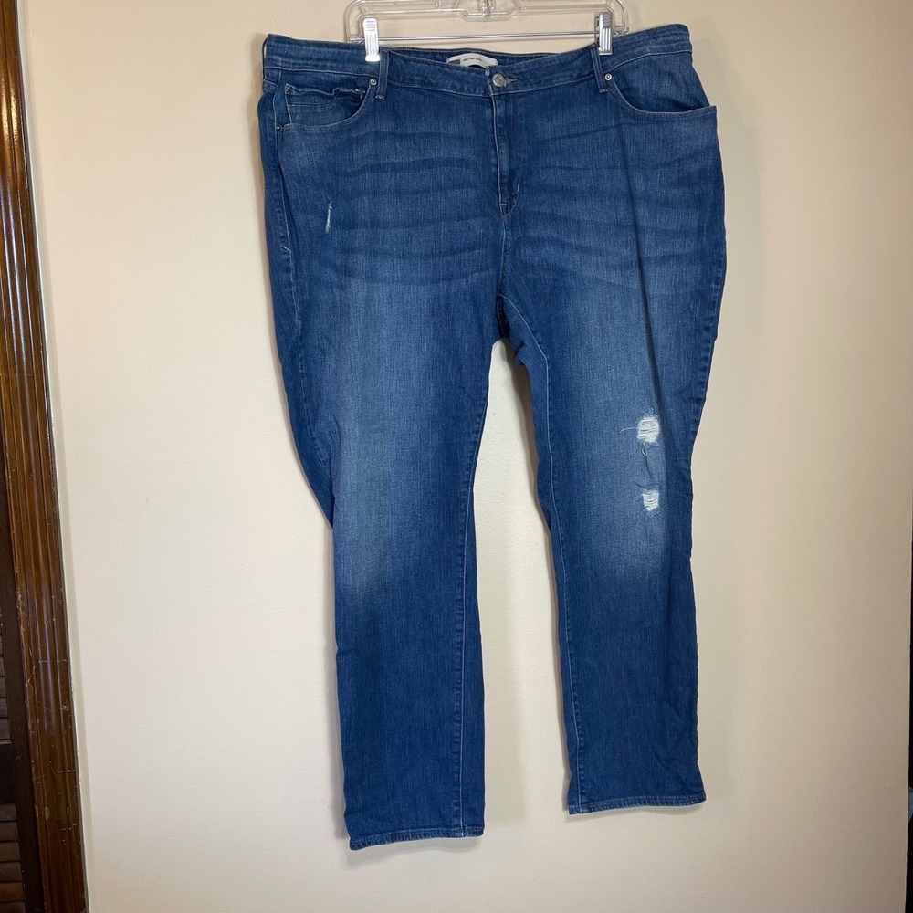 Levis Mid Rise Skinny Jeans Womens 24W M Medium Wash‎ Distressed 15462-0007 Blue